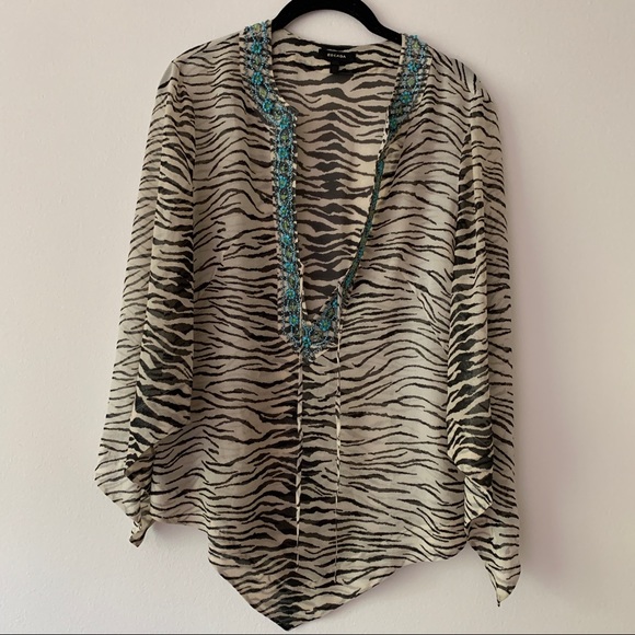 Vintage Escada Zebra Silk Embroidered Tunic Blouse - Picture 2 of 12